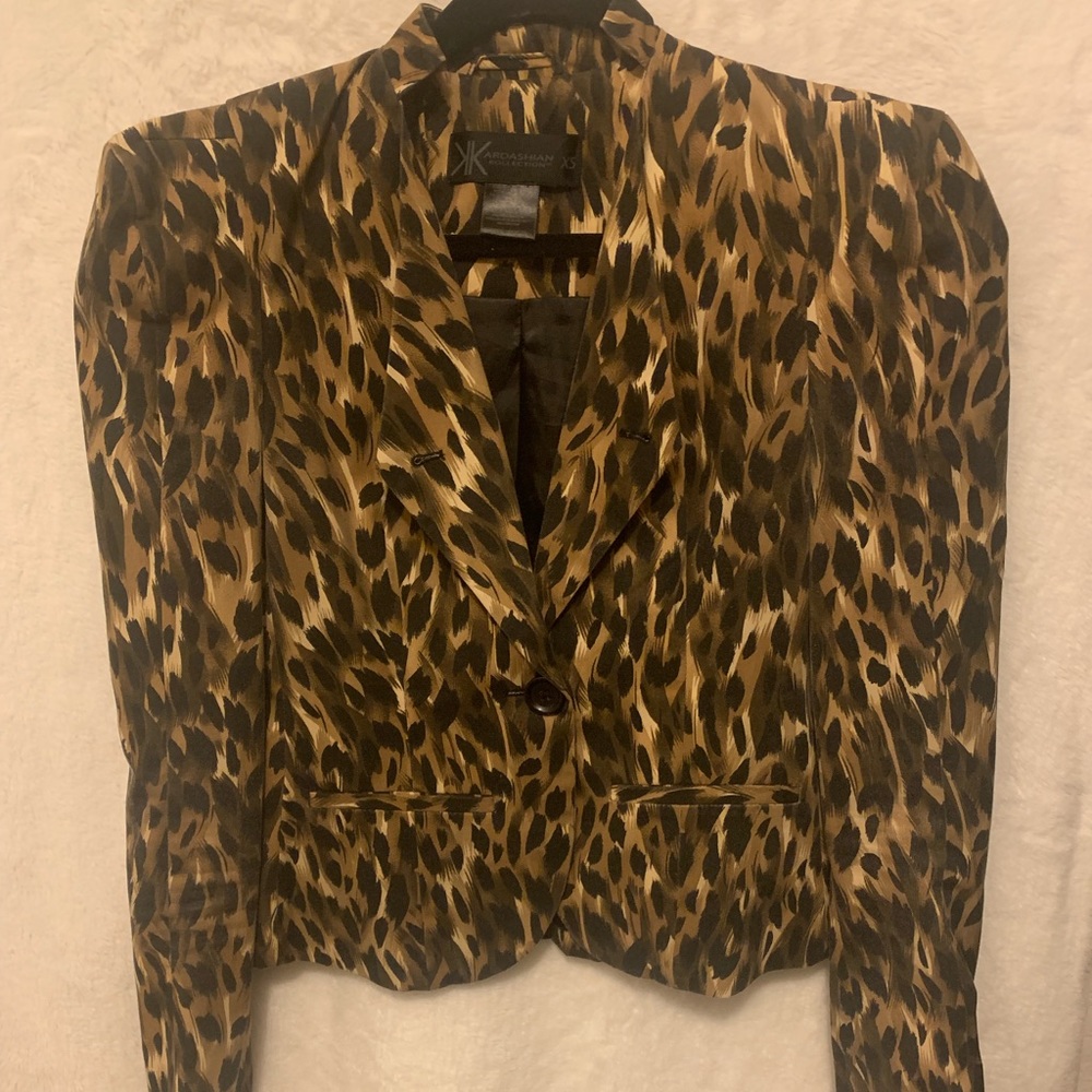 Kardashian Kollection Leopard Print Fashion Blazer
